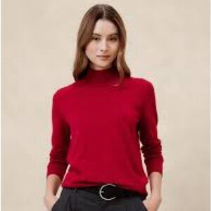 Banana Republic 100% Merino Wool Turtleneck Sweater in Red Chakra XS NWT